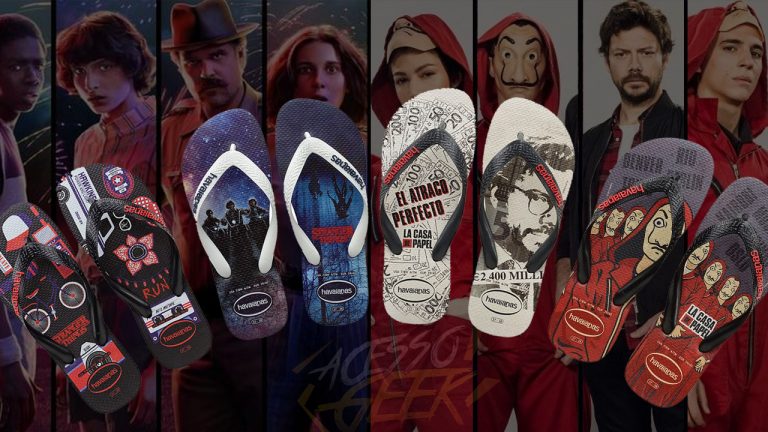Havaianas e Netflix apresentam duas linhas de sandálias inspiradas nas séries mais aguardadas do ano