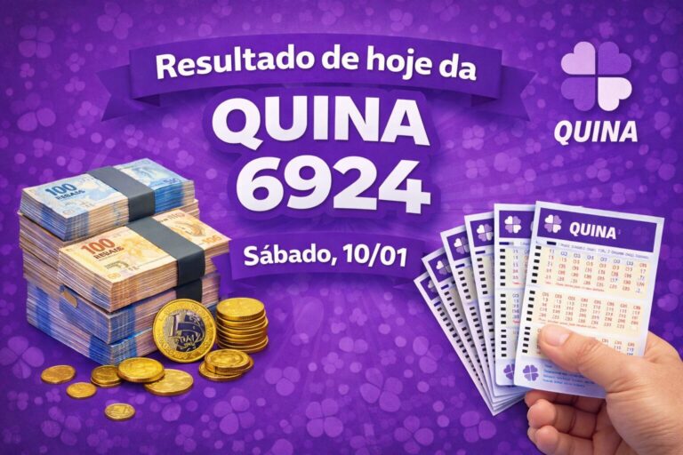Resultado da Quina de hoje (10/01/26) Concurso 6924