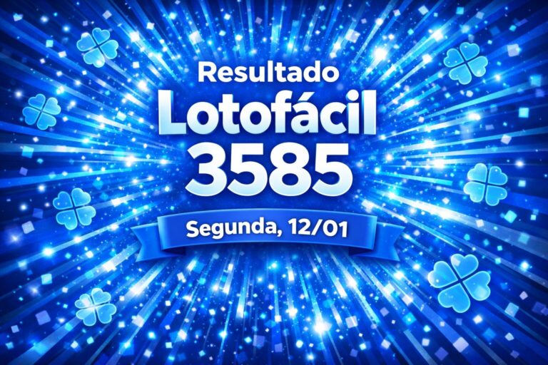 Resultado da Lotofácil de hoje, segunda-feira (12/01/26) Números sorteados do 3585