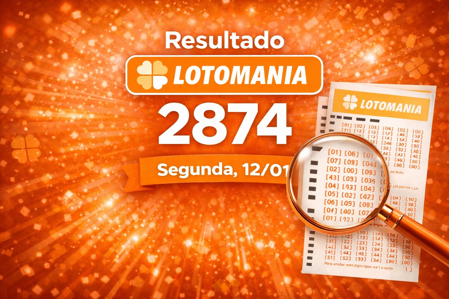 Resultado Lotomania 2874 de hoje - Confira se os números sorteados sairam.