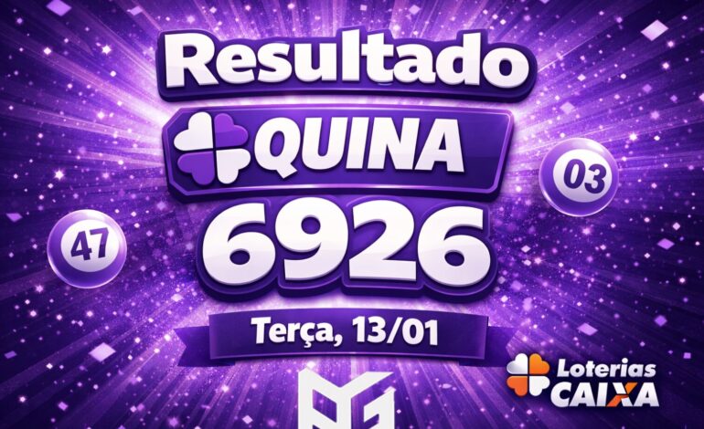 Resultado de hoje da Quina 6926 - Veja os números sorteados desta terça